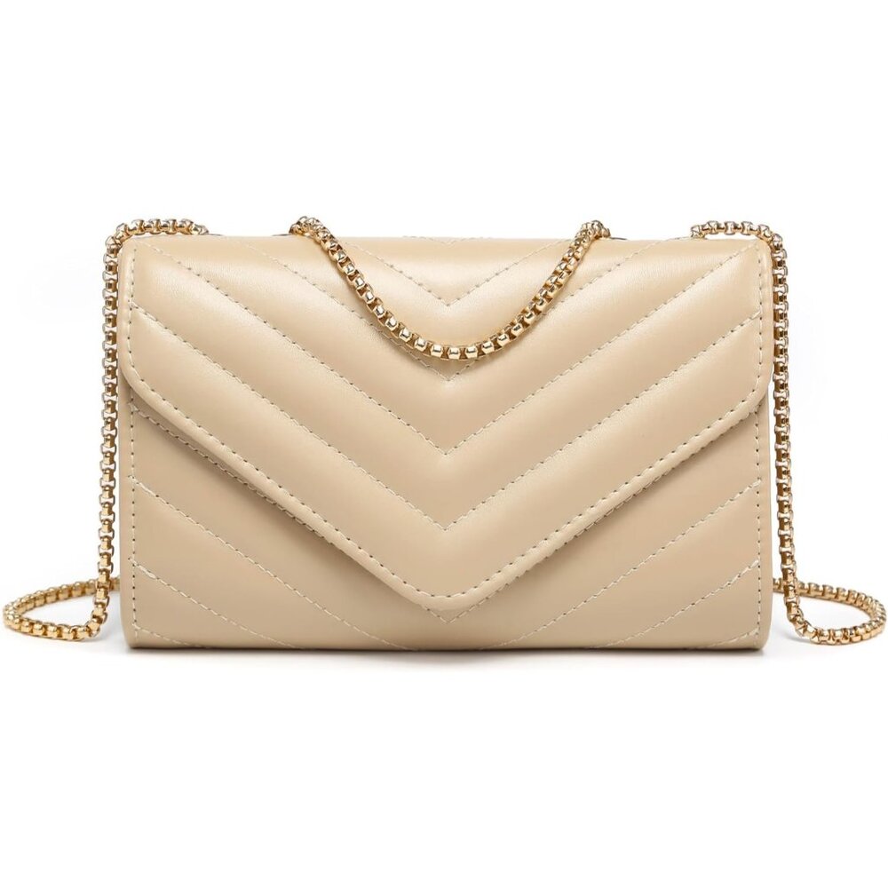 ⚡ Women's Tan Stylish Evening Clutch Chain Shoulder Strap Crossbody Bag